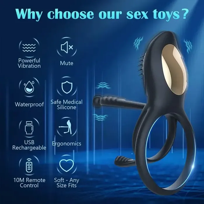 Dual Motor Vibrating Cock Ring OOTYEMO Couples