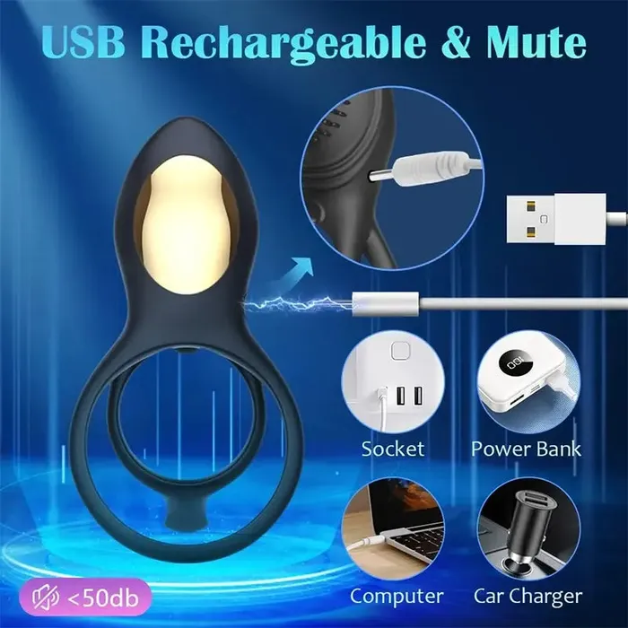 Dual Motor Vibrating Cock Ring OOTYEMO Couples