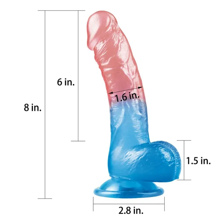 Vibrators Lovetoy Dazzle Studs Dildo 8in PinkBlue