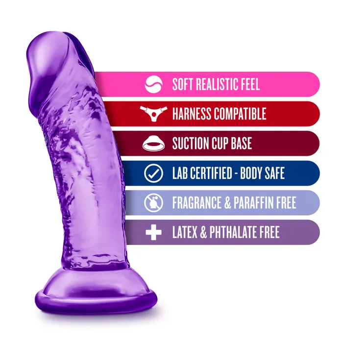 Blush Sweet n Small 4 Purple Realistic Small Vacuum Base Dildo Dildos