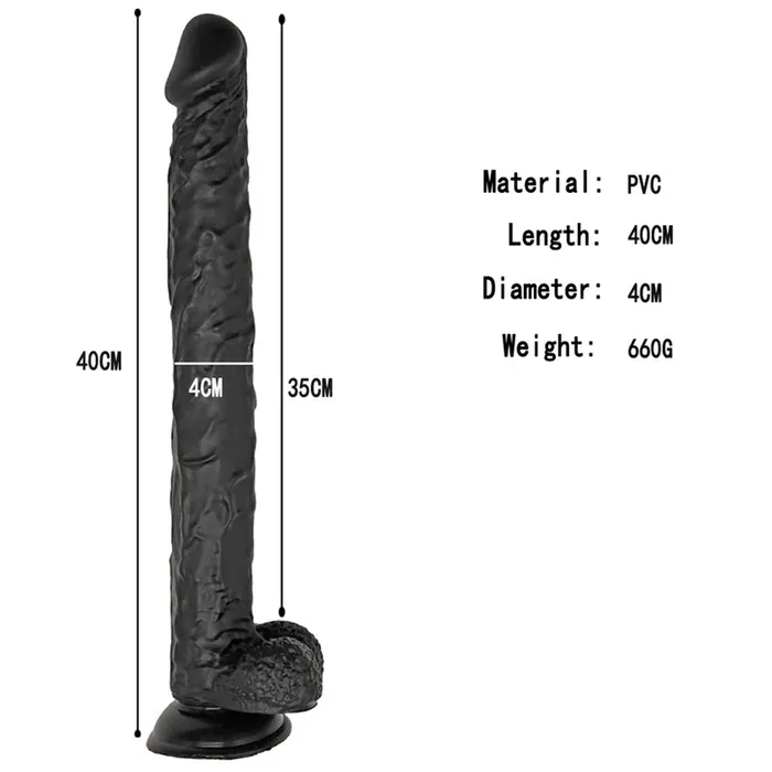 MD Anal MD Laser Super XLarge Realistic Dildo Anal Snake 40cm Black