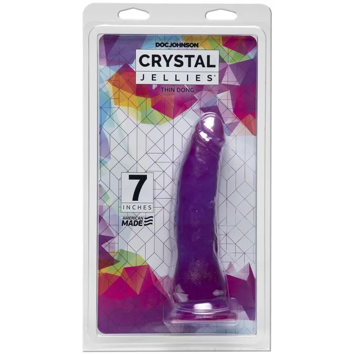 Dildos Crystal Jellies Doc Johnson Crystal Jellies 718cm Thin Dong Purple