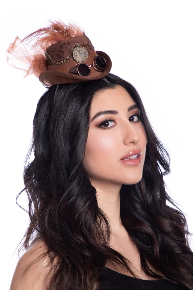 Female Sex Toys Brown Mini Steampunk Hat KBW Global Corb