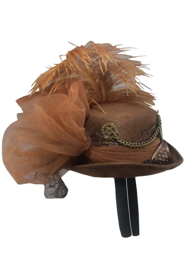 Female Sex Toys Brown Mini Steampunk Hat KBW Global Corb