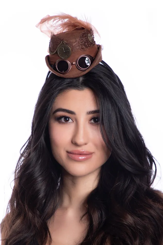 Female Sex Toys Brown Mini Steampunk Hat KBW Global Corb