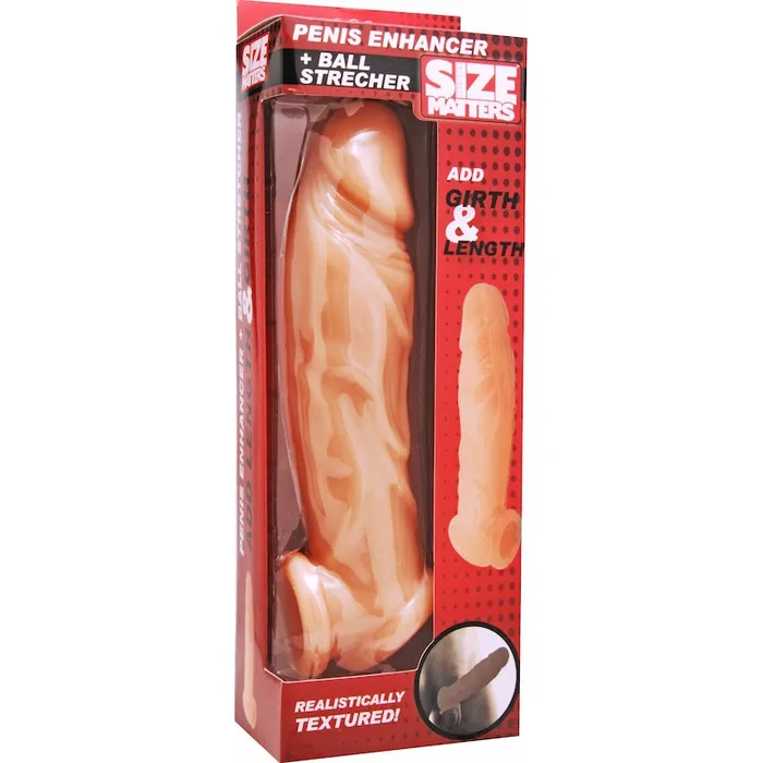 Size Matters Realistic Flesh Penis Enhancer Ball Stretcher 820cm Flesh Size Matters Male Sex Toys