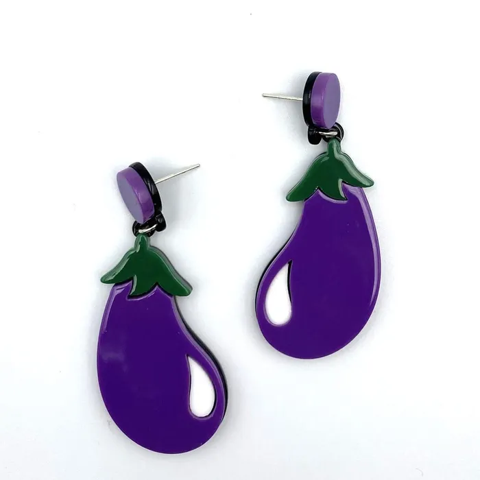 Vibrators The Kinky Peach Eggplant Earrings